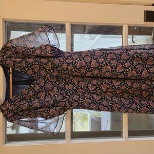 Orchard Flutter-Sleeve Dress in Fan Floral Mix